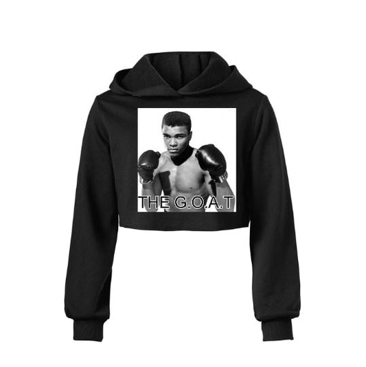 The G.O.A.T Muhammad Ali Women's Crop Top Hoodie