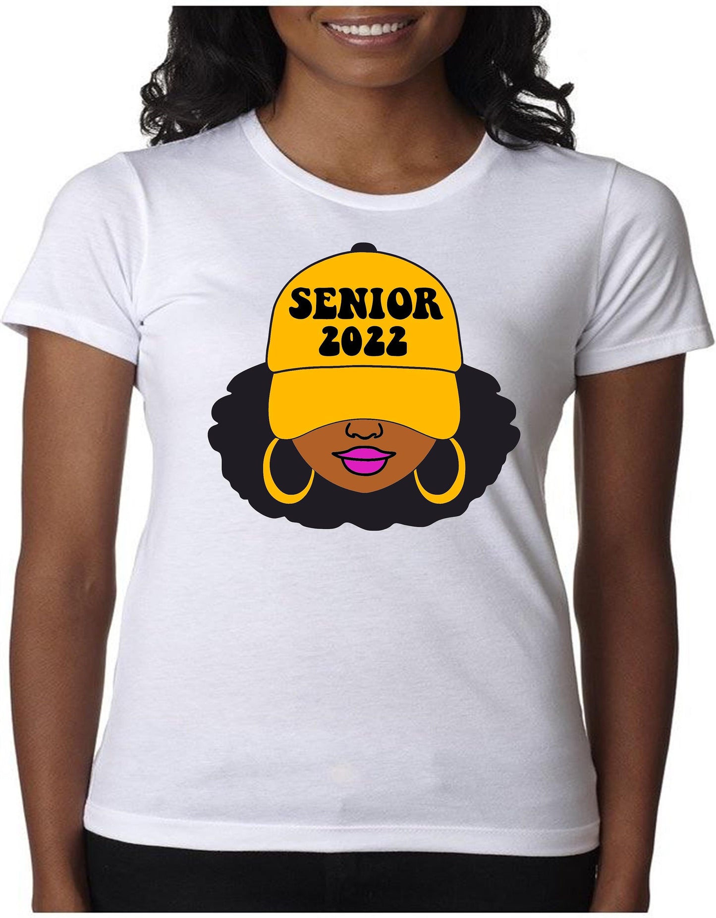 Female Graduation Melanin Afrocentric women's 2022 senior form fitting shirt  Gradation gift