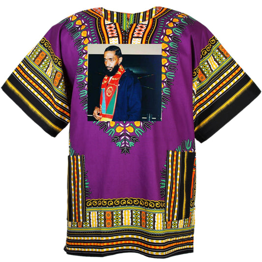 Nipsey Hussle the Real Ermias Asghedom Art on a Dashiki Shirt