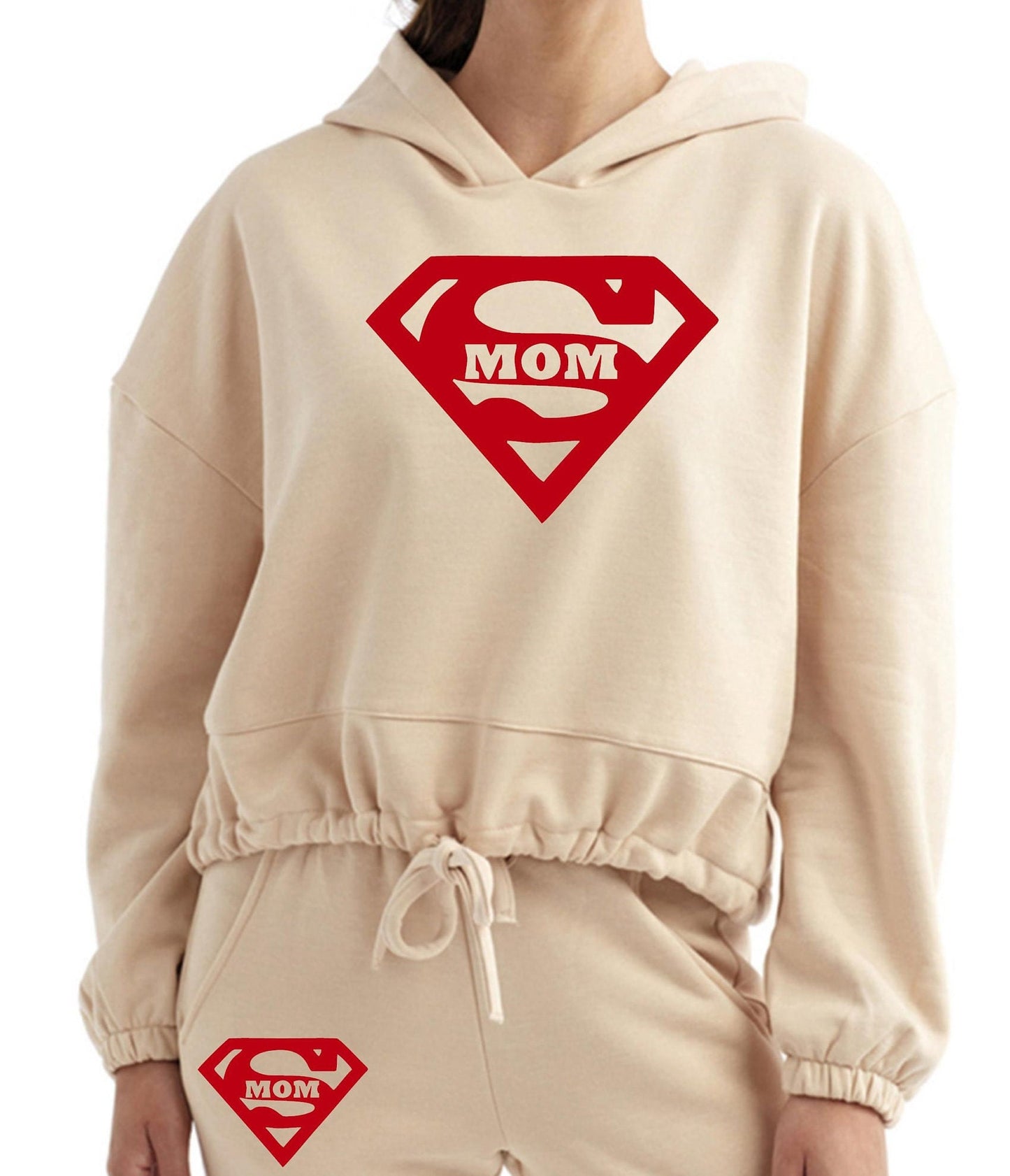 Super Mom Ladies Cropped Sweatsuit